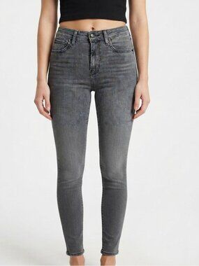 Levi's Mile High Super Skinny Grey Jeans High Rise Stretch Denim Size 24